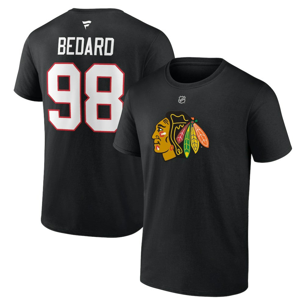 Connor Bedard Chicago Blackhawks Fanatics Authentic Stack Name & Number T-Shirt - Black | Fanatics sale
