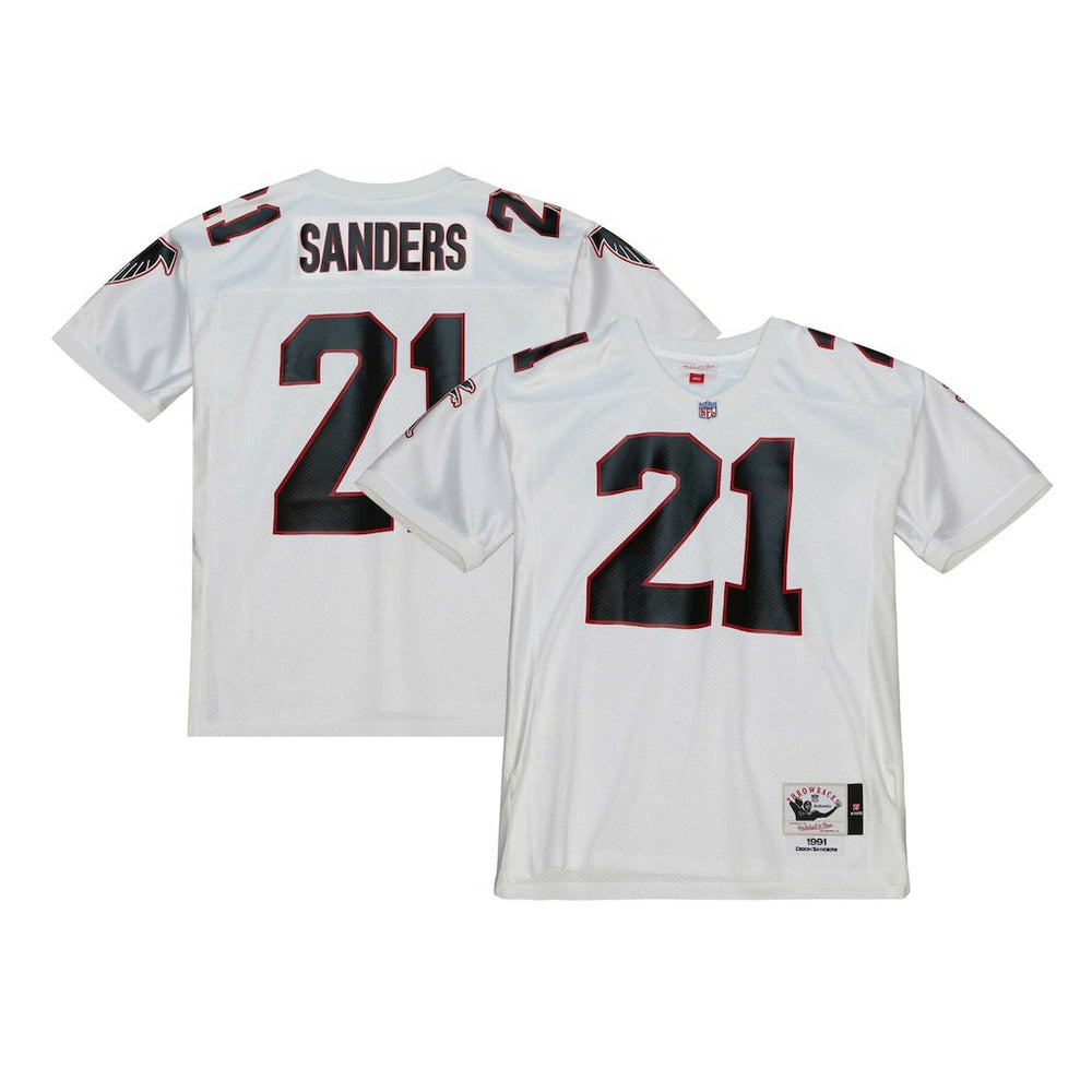 Deion Sanders Atlanta Falcons 1991 Authentic Throwback Retired Player Jersey - White - Mitchell & Ness