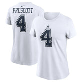 Dak Prescott Dallas Cowboys Women's Player Name & Number T-Shirt - White - Nike