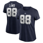 CeeDee Lamb Dallas Cowboys Women's Player Name & Number T-Shirt - Navy - Nike