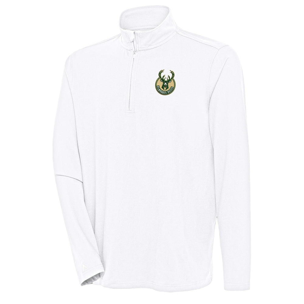 Milwaukee Bucks Antigua Hunk Quarter-Zip Pullover Top White