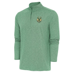 Milwaukee Bucks Antigua Hunk Quarter-Zip Pullover Top Hunter Green