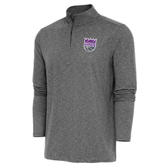 Sacramento Kings Antigua Hunk Quarter-Zip Pullover Top Heather Black