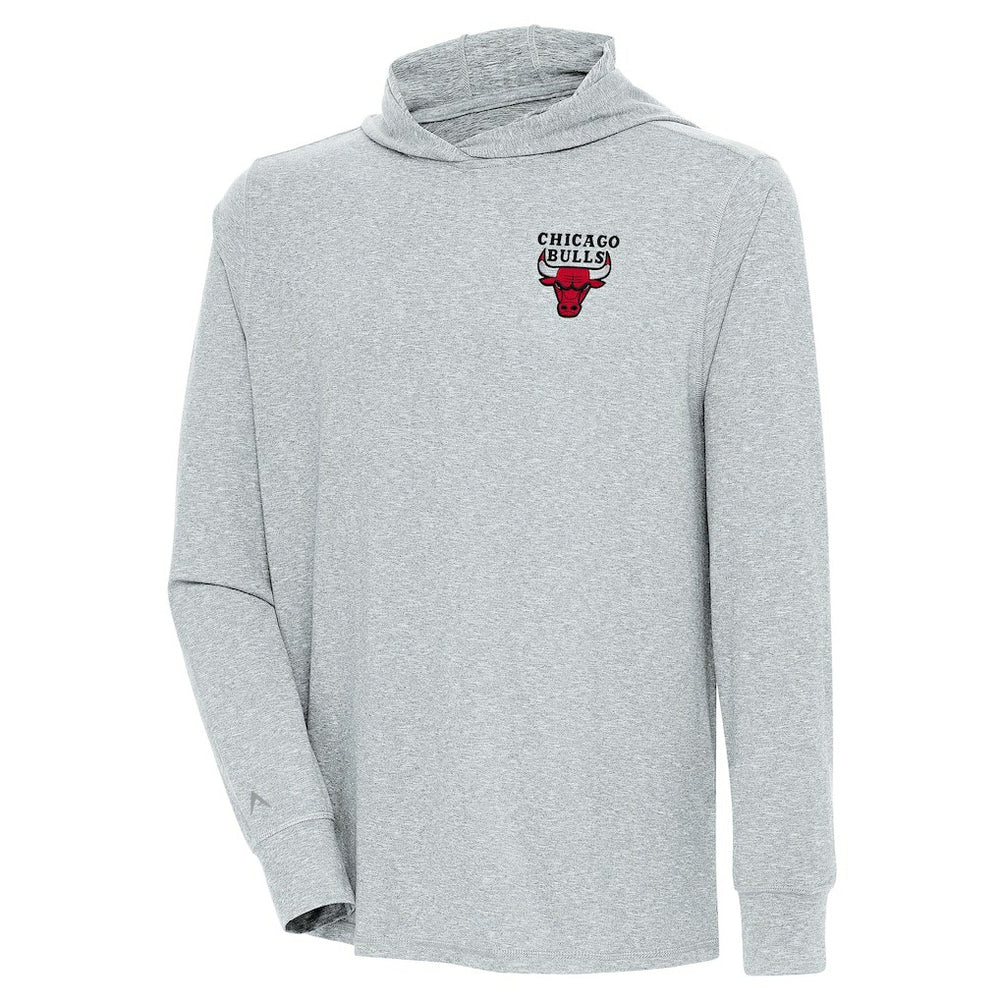 Chicago Bulls Antigua Saga Long Sleeve Hoodie T-Shirt Heather Gray