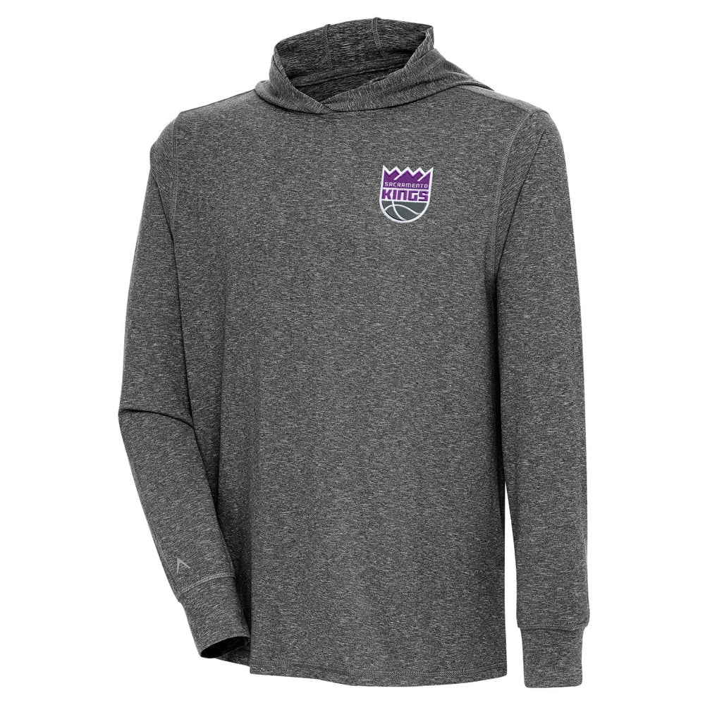 Sacramento Kings Antigua Saga Long Sleeve Hoodie T-Shirt Heather Black