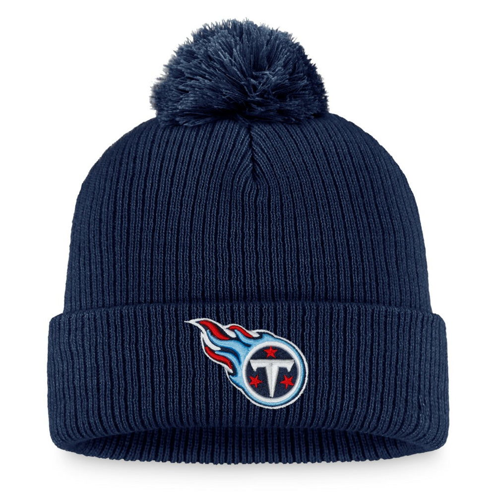 Tennessee Titans Women's Logo Cuffed Knit Hat with Pom - Navy - Fanatics
