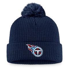Tennessee Titans Women's Logo Cuffed Knit Hat with Pom - Navy - Fanatics