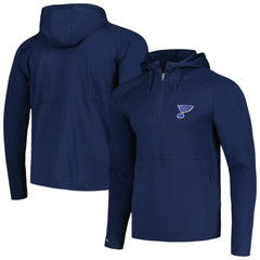 St. Louis Blues Antigua Spikes Raglan Quarter-Zip Hoodie - Heather Navy | NHL Lifestyle