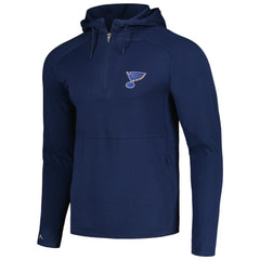 St. Louis Blues Antigua Spikes Raglan Quarter-Zip Hoodie - Heather Navy | NHL Lifestyle