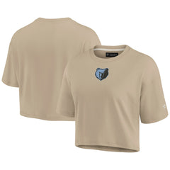 Fanatics Memphis Grizzlies Women's Elements Super Soft Boxy Cropped T-Shirt Khaki