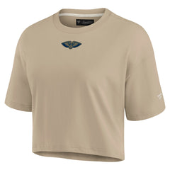 Fanatics New Orleans Pelicans Women's Elements Super Soft Boxy Cropped T-Shirt Khaki