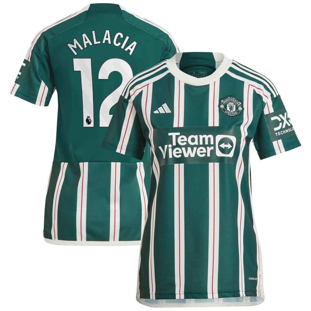Adidas - Tyrell Malacia Manchester United Women's 2023/24 Away Replica Player Jersey - Green