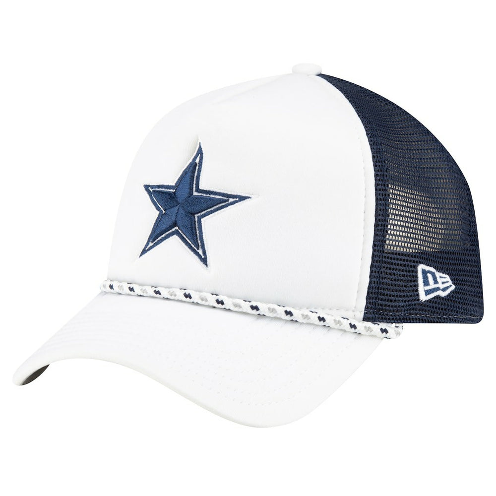 Dallas Cowboys New Era Court Sport Foam Front A-Frame 9FORTY Adjustable Trucker Hat - White/Navy - NFL