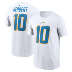 Justin Herbert Los Angeles Chargers Player Name & Number T-Shirt - White - Nike
