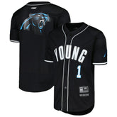Bryce Young Carolina Panthers Pro Standard Mesh Baseball Button-Up T-Shirt - Black - NFL