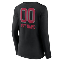 Arizona Cardinals Women's Personalized Name & Number Team Wordmark Long Sleeve V-Neck T-Shirt - Black - NFL