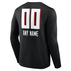 Atlanta Falcons Personalized Name & Number Team Wordmark Long Sleeve T-Shirt - Black - NFL