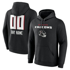 Atlanta Falcons Personalized Name & Number Team Wordmark Pullover Hoodie - Black - NFL