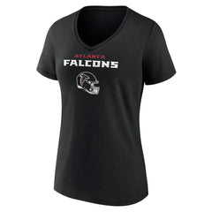 Atlanta Falcons Women's Personalized Name & Number Team Wordmark V-Neck T-Shirt - Black - NFL