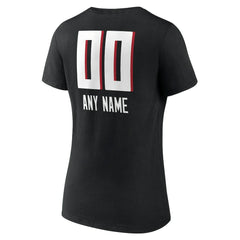 Atlanta Falcons Women's Personalized Name & Number Team Wordmark V-Neck T-Shirt - Black - NFL
