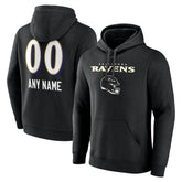 Baltimore Ravens Personalized Name & Number Team Wordmark Pullover Hoodie - Black - NFL
