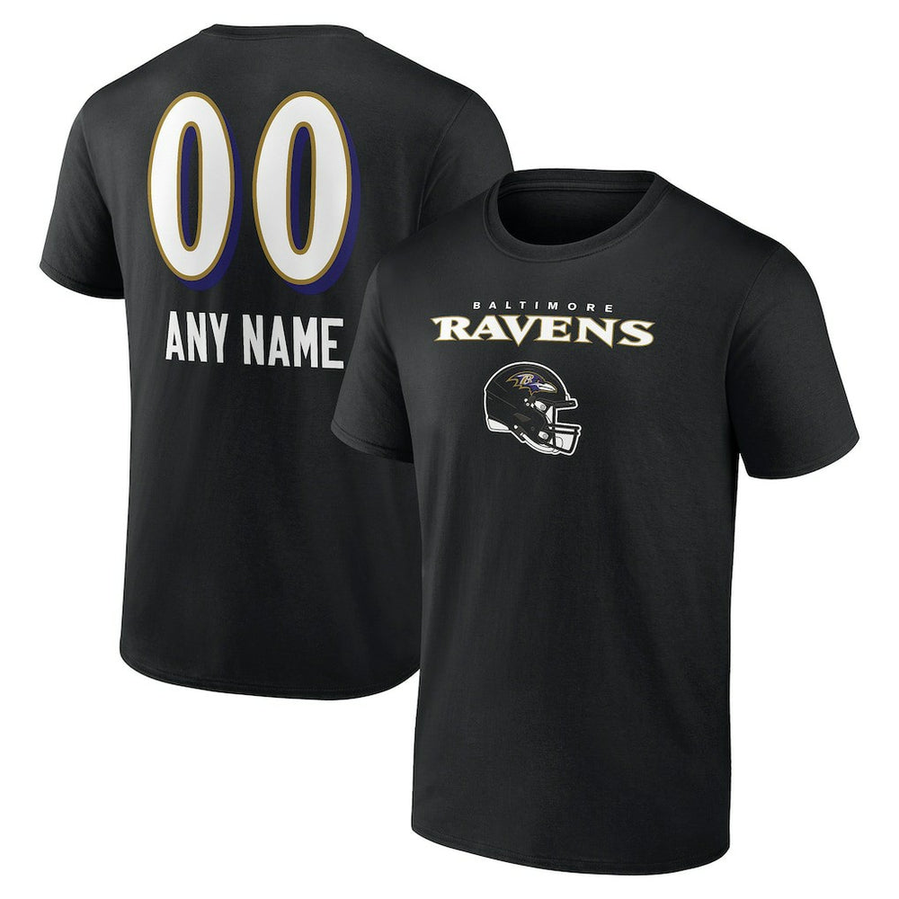Baltimore Ravens Personalized Name & Number Team Wordmark T-Shirt - Black - NFL