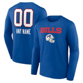 Buffalo Bills Personalized Name & Number Team Wordmark Long Sleeve T-Shirt - Royal - NFL