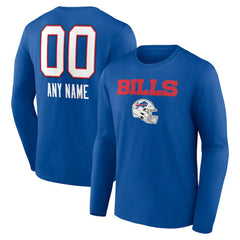 Buffalo Bills Personalized Name & Number Team Wordmark Long Sleeve T-Shirt - Royal - NFL