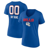 Buffalo Bills Women's Personalized Name & Number Team Wordmark V-Neck T-Shirt - Royal - NFL