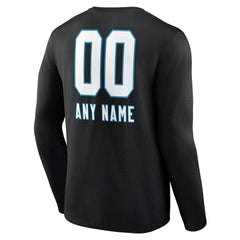 Carolina Panthers Personalized Name & Number Team Wordmark Long Sleeve T-Shirt - Black - NFL