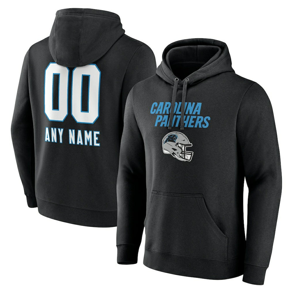 Carolina Panthers Personalized Name & Number Team Wordmark Pullover Hoodie - Black - NFL