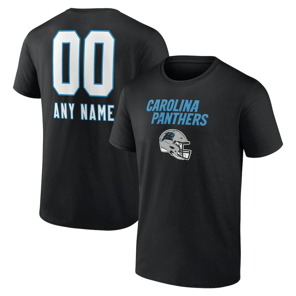 Carolina Panthers Personalized Name & Number Team Wordmark T-Shirt - Black - NFL