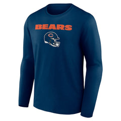 Chicago Bears Personalized Name & Number Team Wordmark Long Sleeve T-Shirt - Navy - NFL