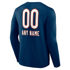 Chicago Bears Personalized Name & Number Team Wordmark Long Sleeve T-Shirt - Navy - NFL