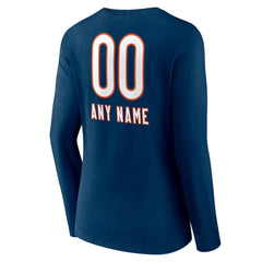 Chicago Bears Women's Personalized Name & Number Team Wordmark Long Sleeve V-Neck T-Shirt - Navy - NFL