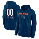 Chicago Bears Women's Personalized Name & Number Team Wordmark Pullover Hoodie - Navy - NFL