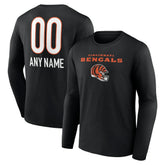 Cincinnati Bengals Personalized Name & Number Team Wordmark Long Sleeve T-Shirt - Black - NFL