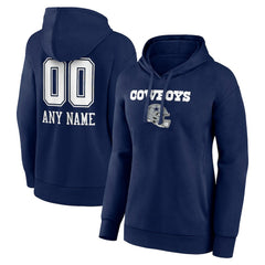 Dallas Cowboys Women's Personalized Name & Number Team Wordmark Pullover Hoodie - Navy - NFL