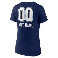 Dallas Cowboys Women's Personalized Name & Number Team Wordmark V-Neck T-Shirt - Navy - NFL