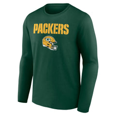 Green Bay Packers Personalized Name & Number Team Wordmark Long Sleeve T-Shirt - Green - NFL