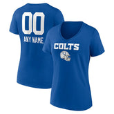 Indianapolis Colts Women's Personalized Name & Number Team Wordmark V-Neck T-Shirt - Royal - NFL