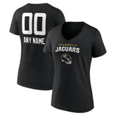 Jacksonville Jaguars Women's Personalized Name & Number Team Wordmark V-Neck T-Shirt - Black - NFL