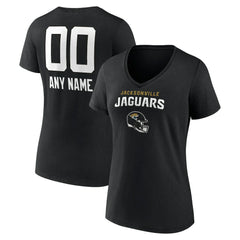 Jacksonville Jaguars Women's Personalized Name & Number Team Wordmark V-Neck T-Shirt - Black - NFL