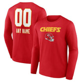 Kansas City Chiefs Personalized Name & Number Team Wordmark Long Sleeve T-Shirt - Red - NFL