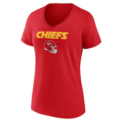 Kansas City Chiefs Women's Personalized Name & Number Team Wordmark V-Neck T-Shirt - Red - NFL