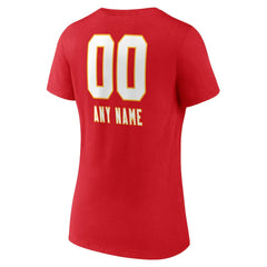 Kansas City Chiefs Women's Personalized Name & Number Team Wordmark V-Neck T-Shirt - Red - NFL