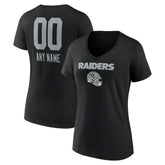Las Vegas Raiders Women's Personalized Name & Number Team Wordmark V-Neck T-Shirt - Black - NFL