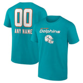 Miami Dolphins Personalized Name & Number Team Wordmark T-Shirt - Aqua - NFL