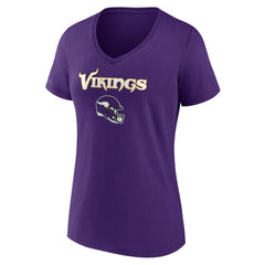 Minnesota Vikings Women's Personalized Name & Number Team Wordmark V-Neck T-Shirt - Purple - NFL