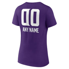 Minnesota Vikings Women's Personalized Name & Number Team Wordmark V-Neck T-Shirt - Purple - NFL